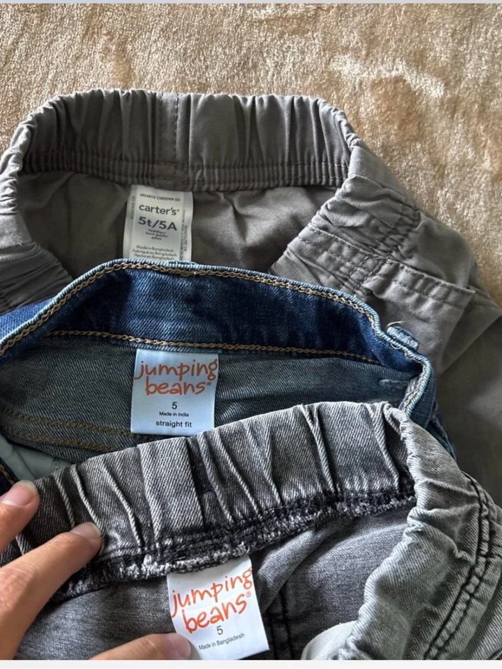 Carter's Trio: Blue Denim and Two Gray Pants